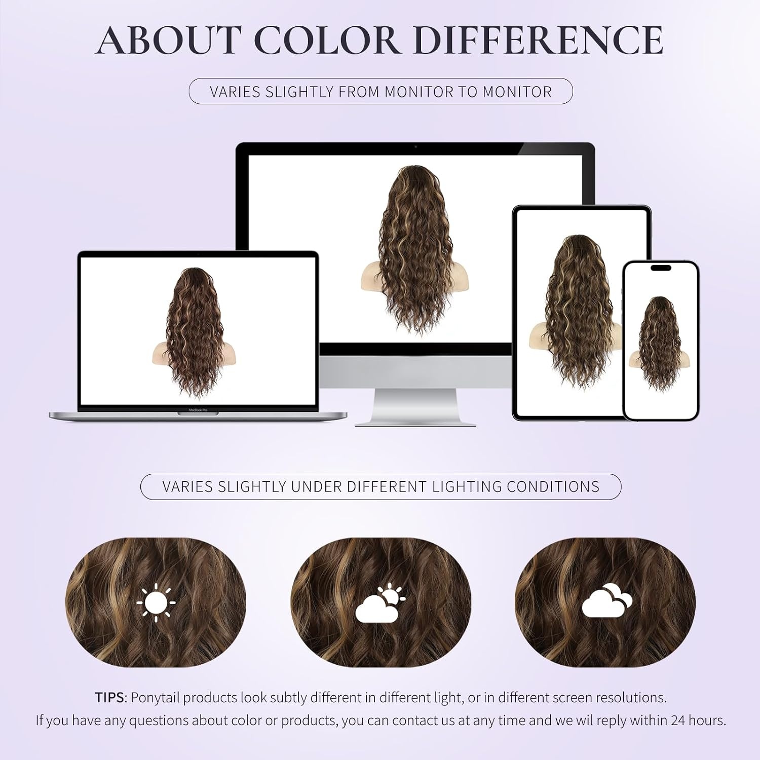 image:imageZQIAN BEAUTY 18 Inch Claw Clip Ponytail Extension Wavy Pony Tails Hair Extensions Synthetic Hair Extensions Ponytail Clip On Ponytails for Women Dark Brown with Honey Blonde HighlightsMedium Brown with Blonde Highlights