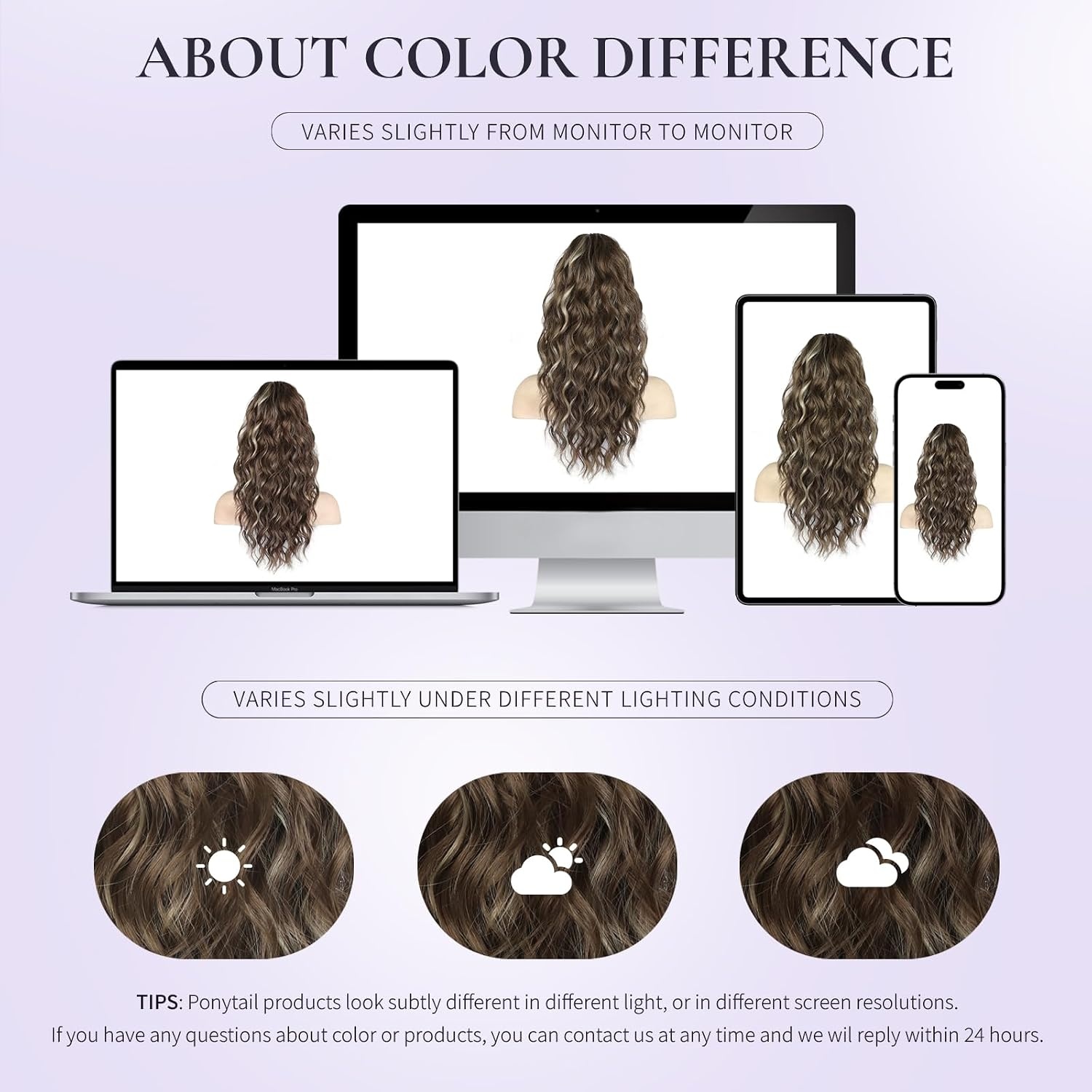 image:imageZQIAN BEAUTY 18 Inch Claw Clip Ponytail Extension Wavy Pony Tails Hair Extensions Synthetic Hair Extensions Ponytail Clip On Ponytails for Women Dark Brown with Honey Blonde HighlightsAsh Brown with Beige Blonde Highlights