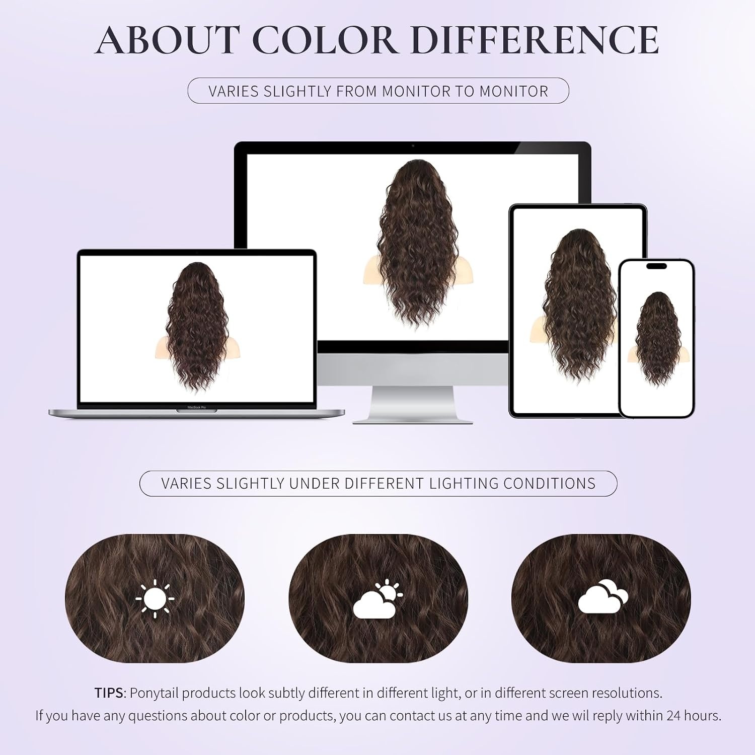 image:imageZQIAN BEAUTY 18 Inch Claw Clip Ponytail Extension Wavy Pony Tails Hair Extensions Synthetic Hair Extensions Ponytail Clip On Ponytails for Women Dark Brown with Honey Blonde HighlightsChocolate Brown