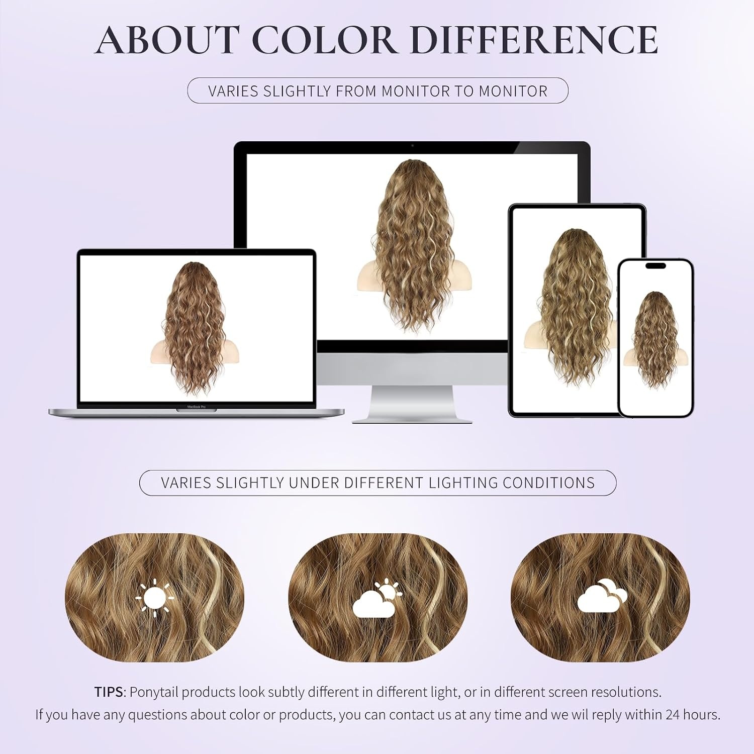 image:imageZQIAN BEAUTY 18 Inch Claw Clip Ponytail Extension Wavy Pony Tails Hair Extensions Synthetic Hair Extensions Ponytail Clip On Ponytails for Women Dark Brown with Honey Blonde HighlightsDark Blonde with Beige Blonde Highlights