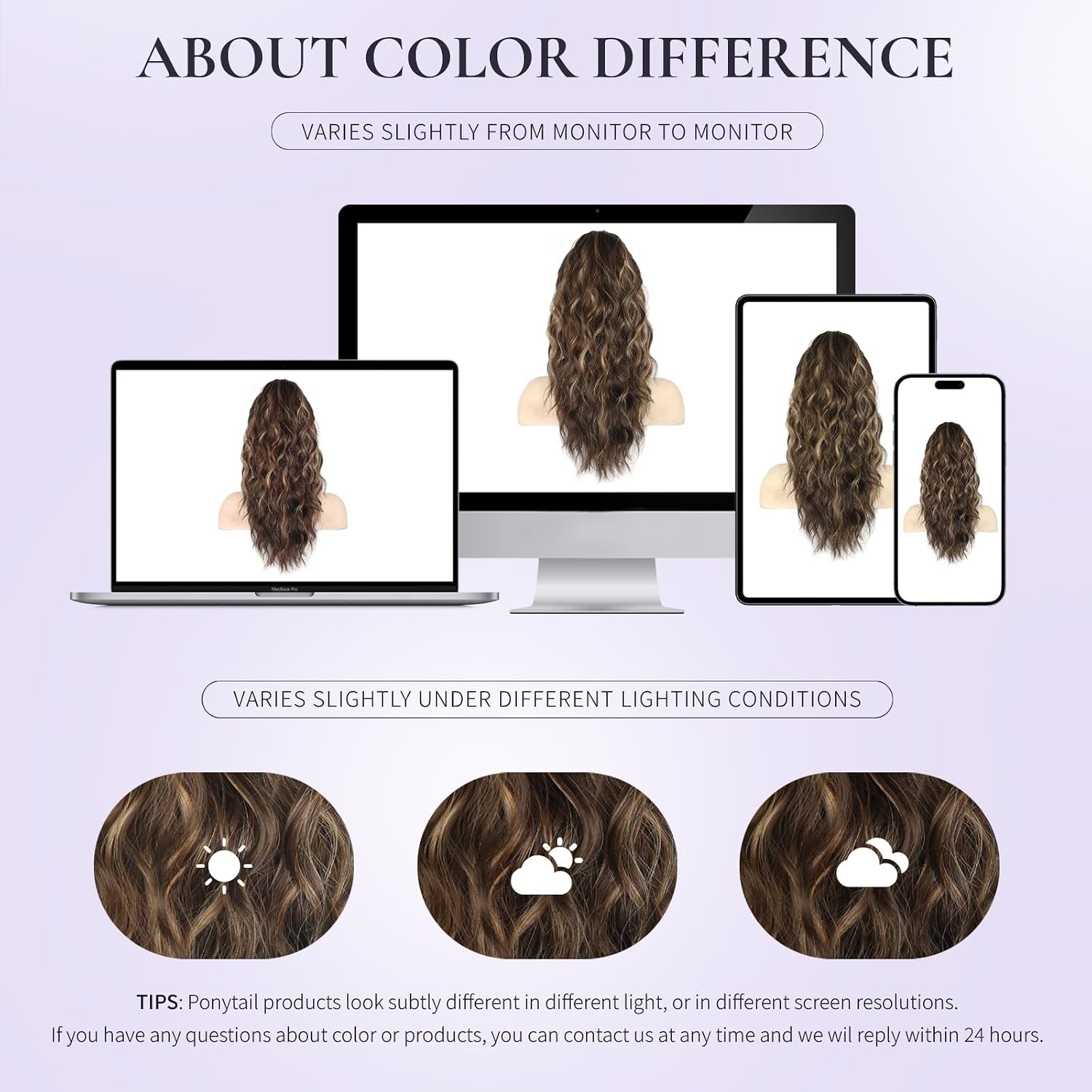 image:imageZQIAN BEAUTY 18 Inch Claw Clip Ponytail Extension Wavy Pony Tails Hair Extensions Synthetic Hair Extensions Ponytail Clip On Ponytails for Women Dark Brown with Honey Blonde HighlightsChestnut Brown with Blonde Highlights