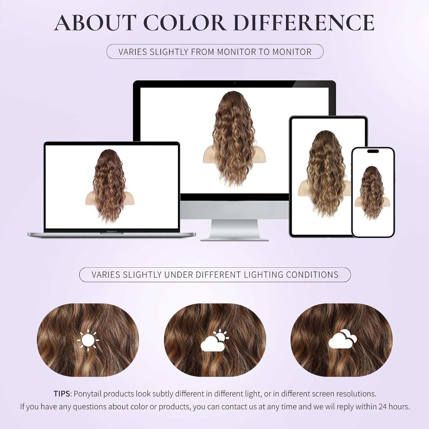 image:imageZQIAN BEAUTY 18 Inch Claw Clip Ponytail Extension Wavy Pony Tails Hair Extensions Synthetic Hair Extensions Ponytail Clip On Ponytails for Women Dark Brown with Honey Blonde HighlightsLight Brown with Blonde Ends