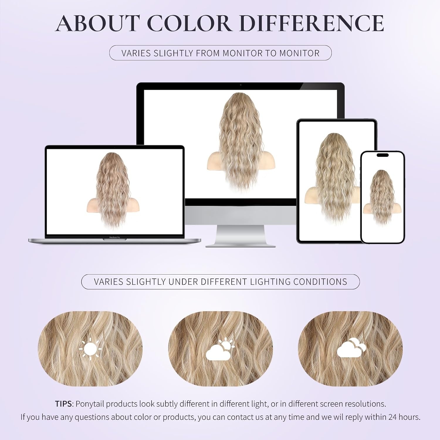 image:imageZQIAN BEAUTY 18 Inch Claw Clip Ponytail Extension Wavy Pony Tails Hair Extensions Synthetic Hair Extensions Ponytail Clip On Ponytails for Women Dark Brown with Honey Blonde HighlightsAsh Blonde with White Highlights